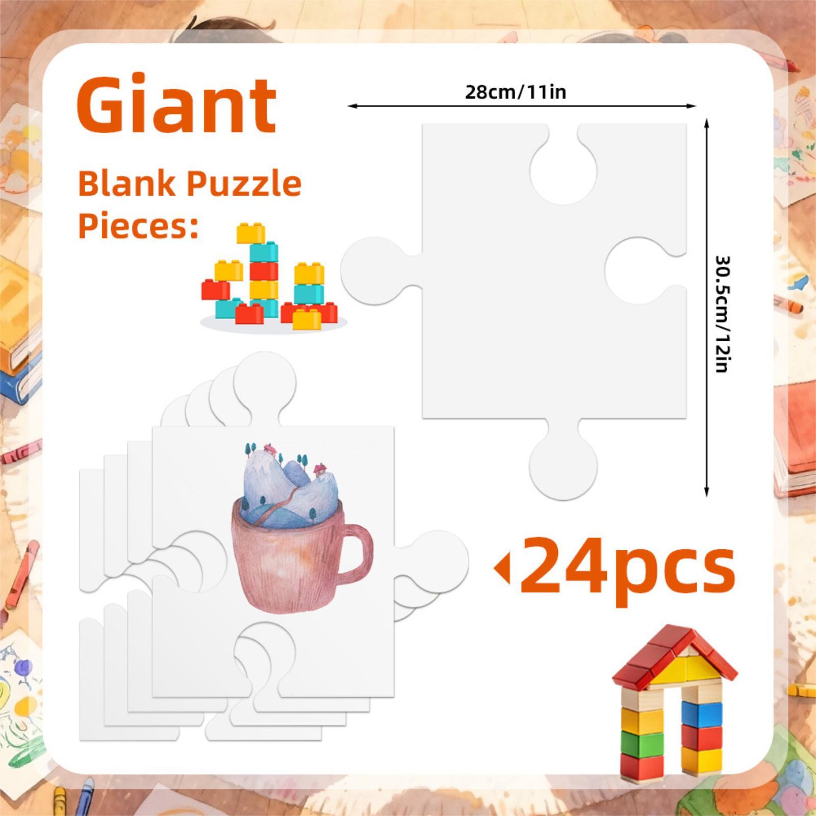 Puzzle Blank White - 24 Rompecabezas de Cartón Blanco de